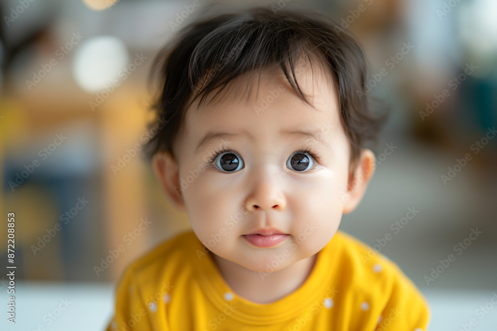 Adorable babies explore the world of flavors, wide-eyed and hesitant, as they sample diverse international cuisines Adorable babies explore the world of flavors, wide-eyed and hesitant, as they sample diverse international cuisines