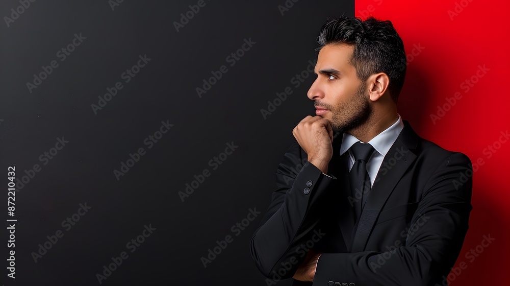 Businessman, red background
