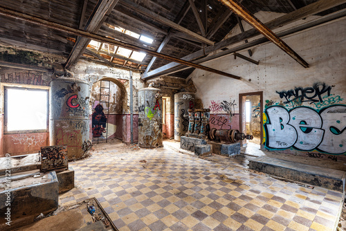 Abandoned building at Cabo Espichel headland In Setubal District, Portugal. Former observation post, now a lost place. photo