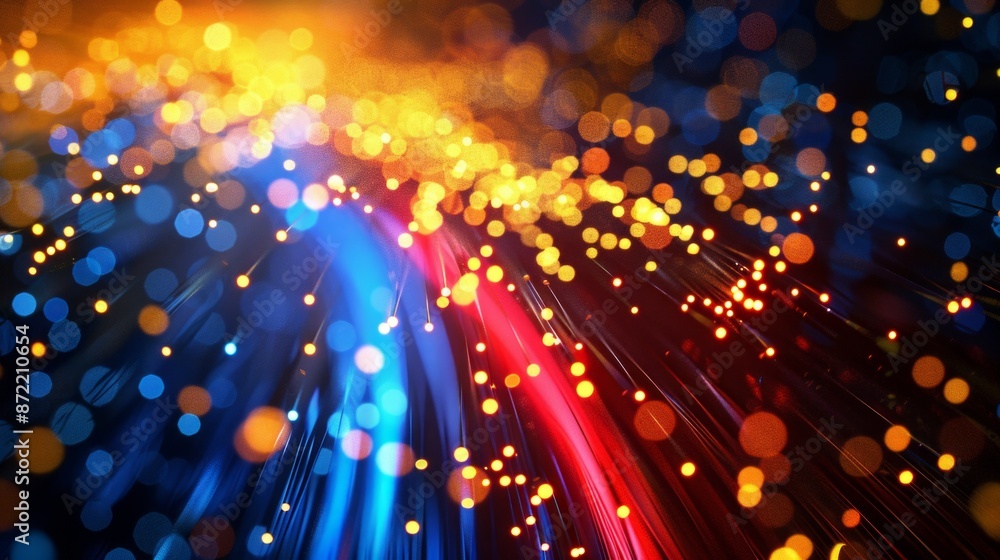 Fiber optics network cable on technology background Fiber optics network cable on technology background