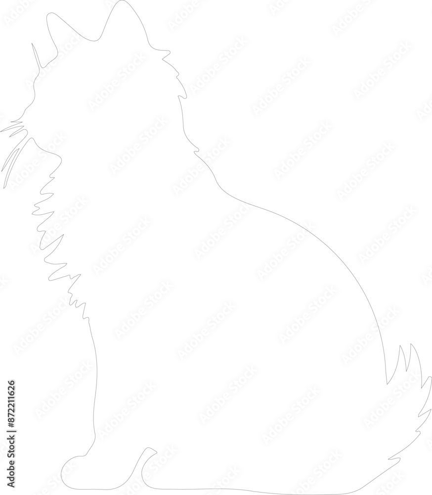 Fototapeta premium Kurilian Bobtail Cat outline