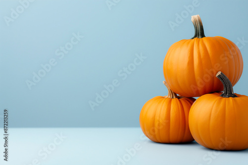 Halloween pumpkin carving designs displayed, background with empty space for text 