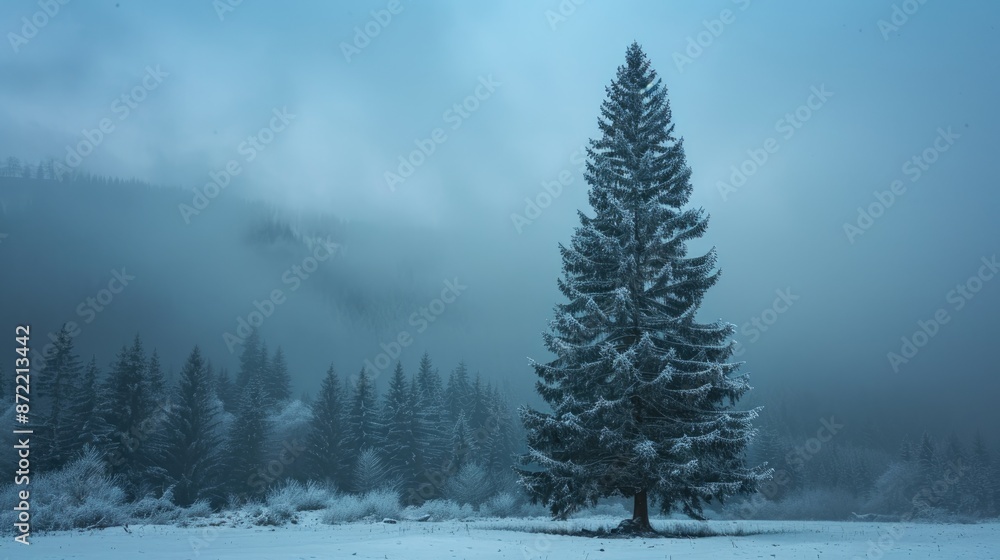 Tall fir tree evergreen needles. Generative AI Tall fir tree evergreen needles. Generative AI