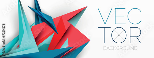 Minimal geometric abstract background. Low poly dynamic triangle design. Trendy techno business template for wallpaper, banner, background or landing