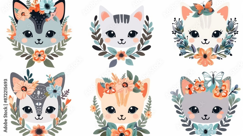 Fototapeta premium cat among flowers