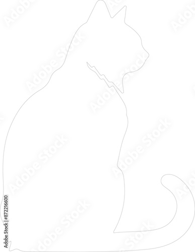 Russian White Black and Tabby Cat outline