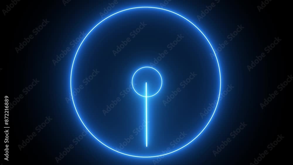 Glowing neon circle clock animation. Glowing neon circle clock animation.