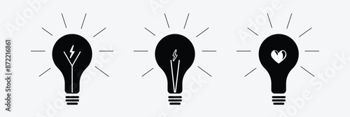 Set of idea sign icon. Bulb icon collection 