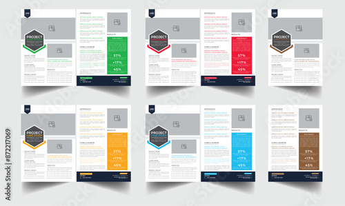 Case study template | Data Sheet layiut template | Business case study layout with yellow elements | Double side flyer template