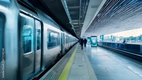 Wallpaper Mural Modern Train Arriving at Platform in Urban Railway Station Torontodigital.ca