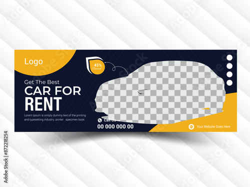 Modern luxurious Car rental social media facebook cover banner design template.