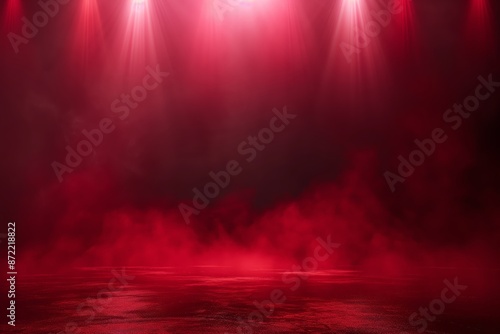 Red stage with dramatic lighting For Modern Design