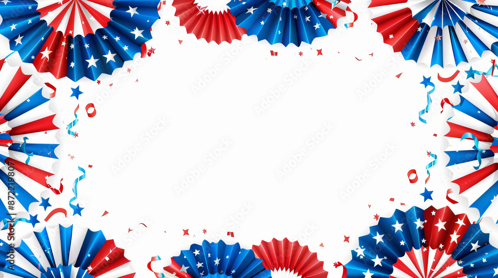 Obraz premium Patriotic Red, White, and Blue Stars and Fan Decorations for American Celebrations
