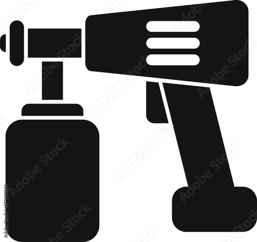 Solid black icon of a professional spray gun, ideal for projects requiring even paint application