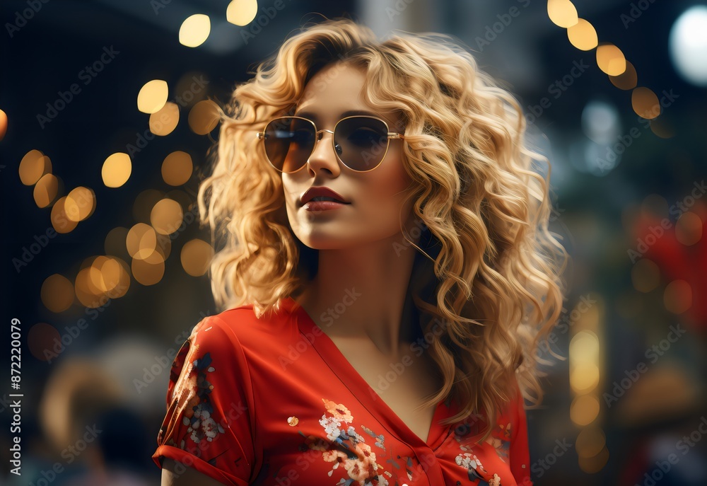 AI Generated: Elegant Studio Photography of Woman with Dark Glasses and Red Lips AI Generated: Elegant Studio Photography of Woman with Dark Glasses and Red Lips