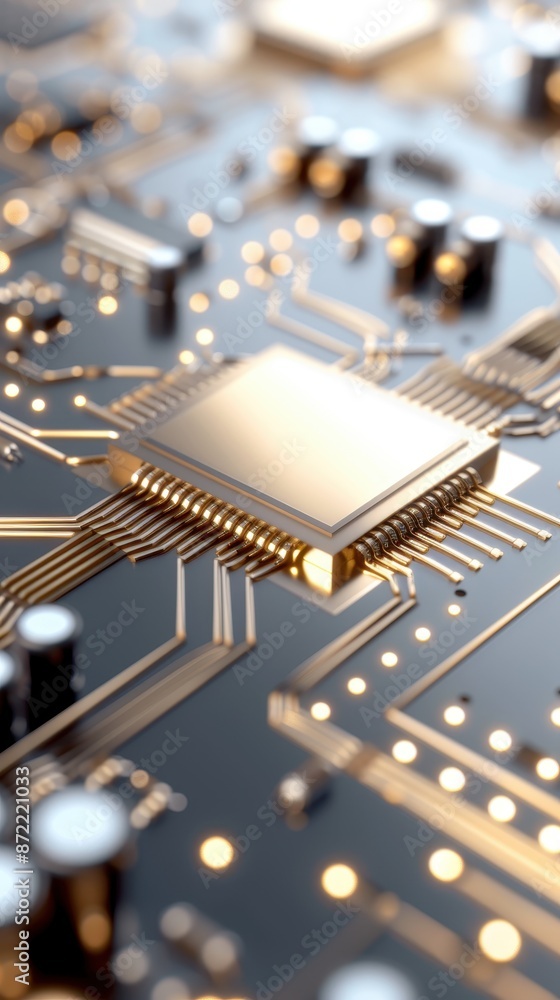 A close up of a computer chip with a lot of detail A close up of a computer chip with a lot of detail