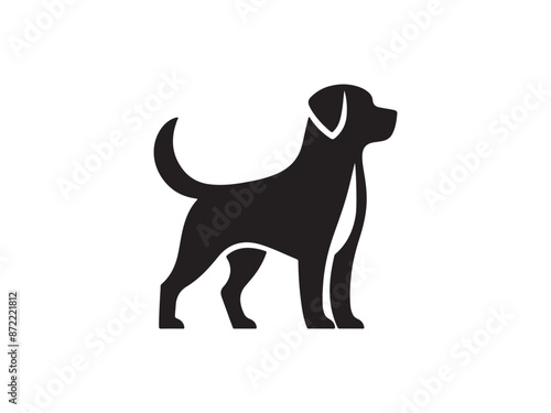 black dog silhouette on a white background