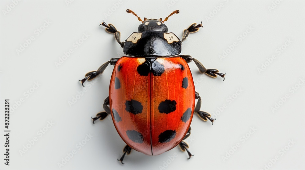A detailed macro shot of a Coccinella septempunctata, commonly known as a ladybug. A detailed macro shot of a Coccinella septempunctata, commonly known as a ladybug.