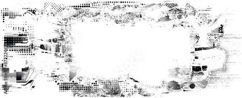 Glitch distorted grange shape . Noise grungy logo . Trendy defect error shapes . Glitched frame .Grunge textured . Distressed effect .Vector shapes