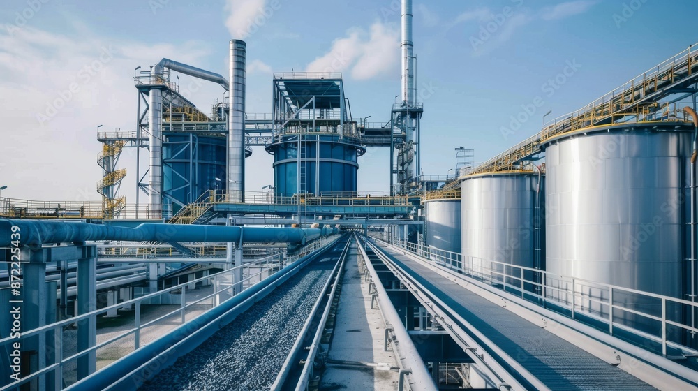 Obraz premium Industrial Complex: A Glimpse of Modern Manufacturing
