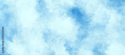 Soft and washed Watercolor cloudy sky blue abstract background, blue sky with clouds watercolor background with splashes, Chaotic light watercolor background paper texture, Abstract soft blue sky.