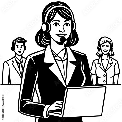 professional woman figure with a headset leading