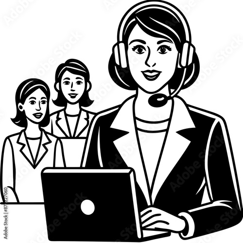 professional woman figure with a headset leading