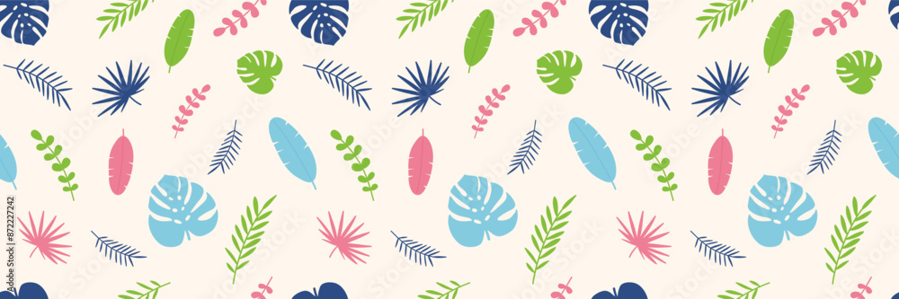 Summer pattern with tropical leaves. Holiday background. Vector illustration Summer pattern with tropical leaves. Holiday background. Vector illustration