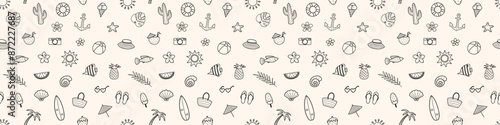 Seamless pattern with hand drawn summer elements. Vector illustration