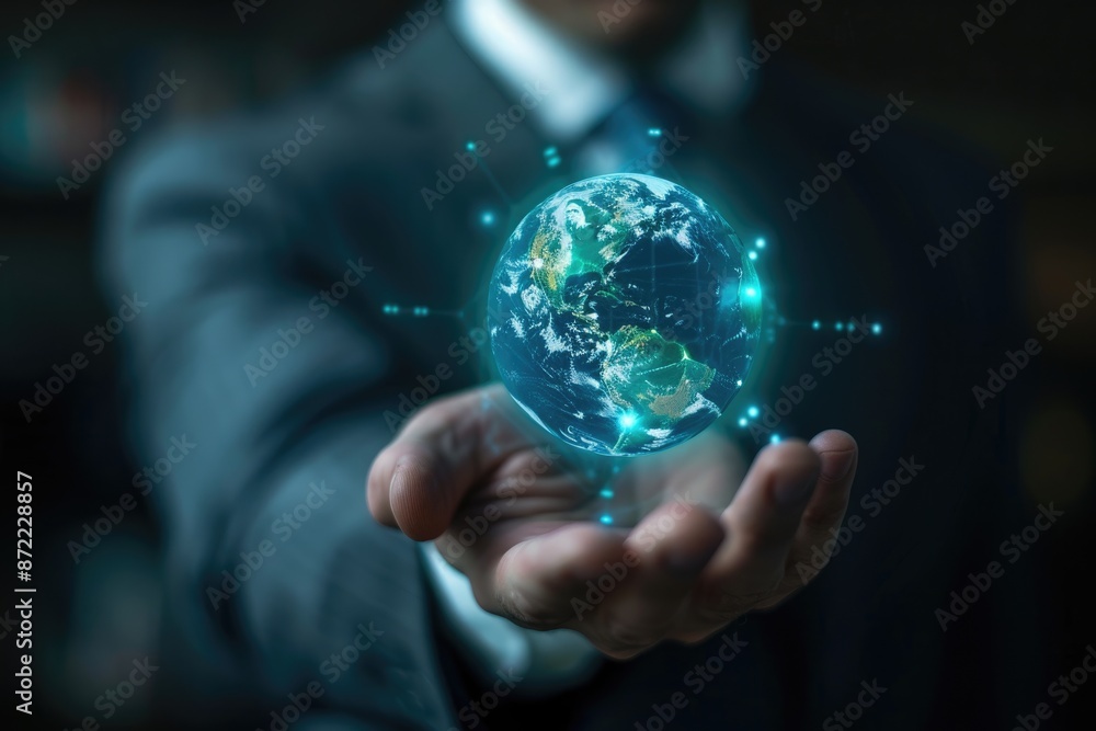 Globalized future technology in business with holographic earth. Globalized future technology in business with holographic earth.