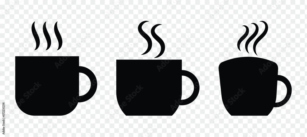 Obraz premium Coffee icons. Linear coffee cup icons. Various cups of coffee. 