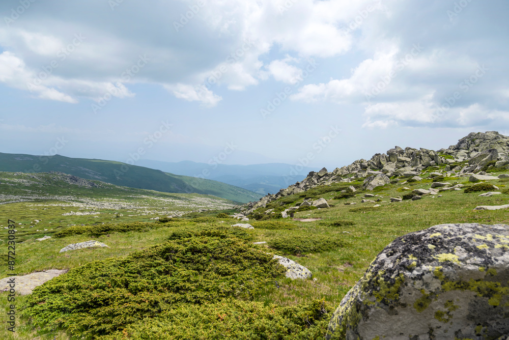Summer Mountain Landscape with Cloudy Sky . Vitosha Mountain ,Bulgaria .Black peak Summer Mountain Landscape with Cloudy Sky . Vitosha Mountain ,Bulgaria .Black peak