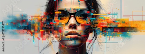 Design art concept abstract contemporary modern background business graphic idea. vibrant and colorful collage featuring elements of design, technology, innovation