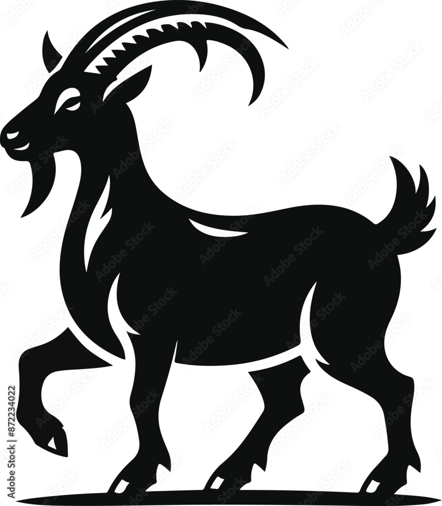 Fototapeta premium Goat silhouette icon symbol logo black design vector illustration
