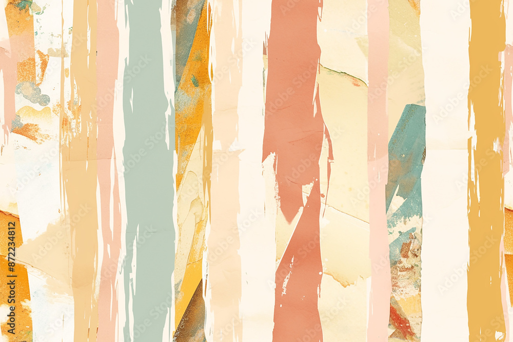 Fototapeta premium Abstract pattern with vertical brush strokes in pastel and earthy tones. Seamless tile ideal for contemporary backgrounds.