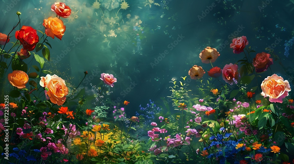 Enchanting Floral Garden in a Misty Dream Enchanting Floral Garden in a Misty Dream