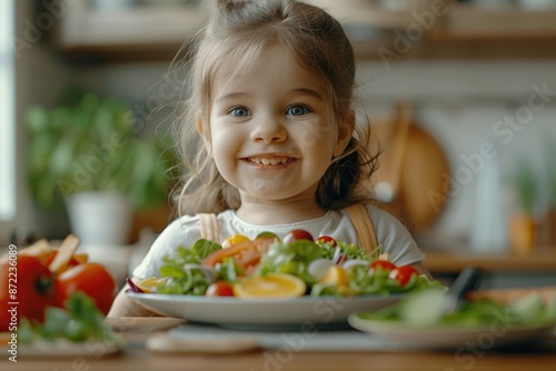 Young Child Enjoying a Fresh Breakfast Salad © photobuay