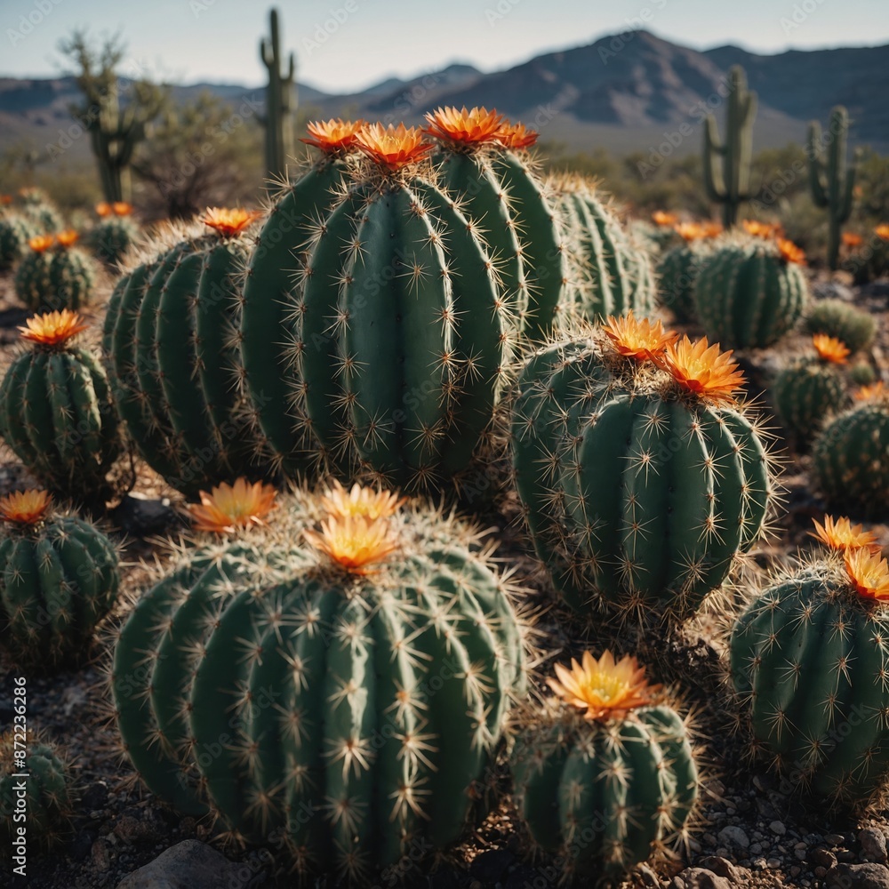 Obraz premium Sun-Kissed Blooms: A Cactus Flower in Full Glory 