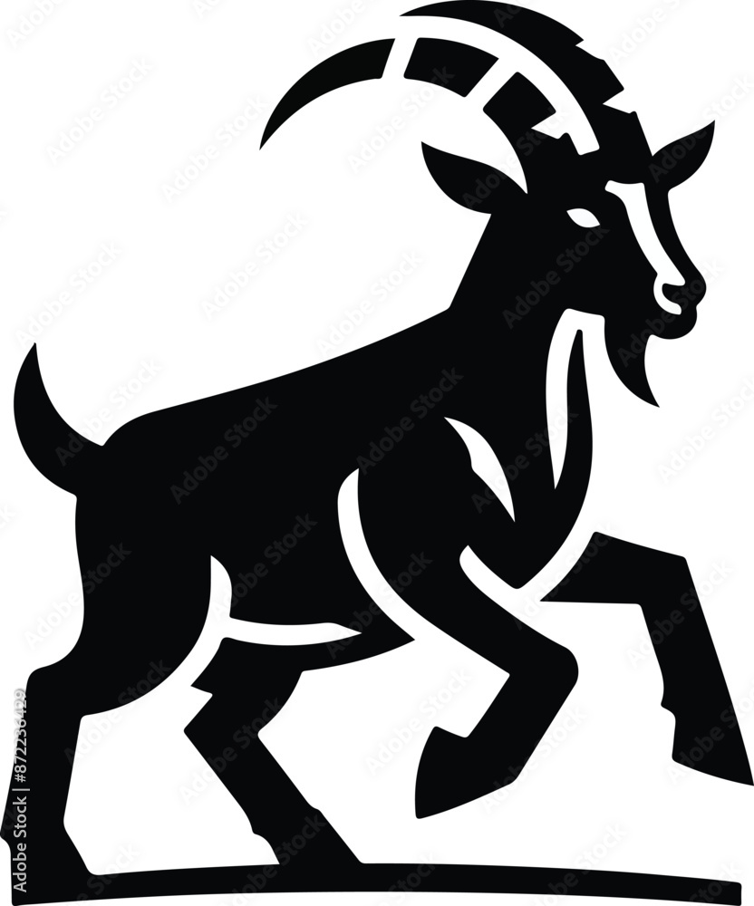 Fototapeta premium Goat silhouette icon symbol logo black design vector illustration