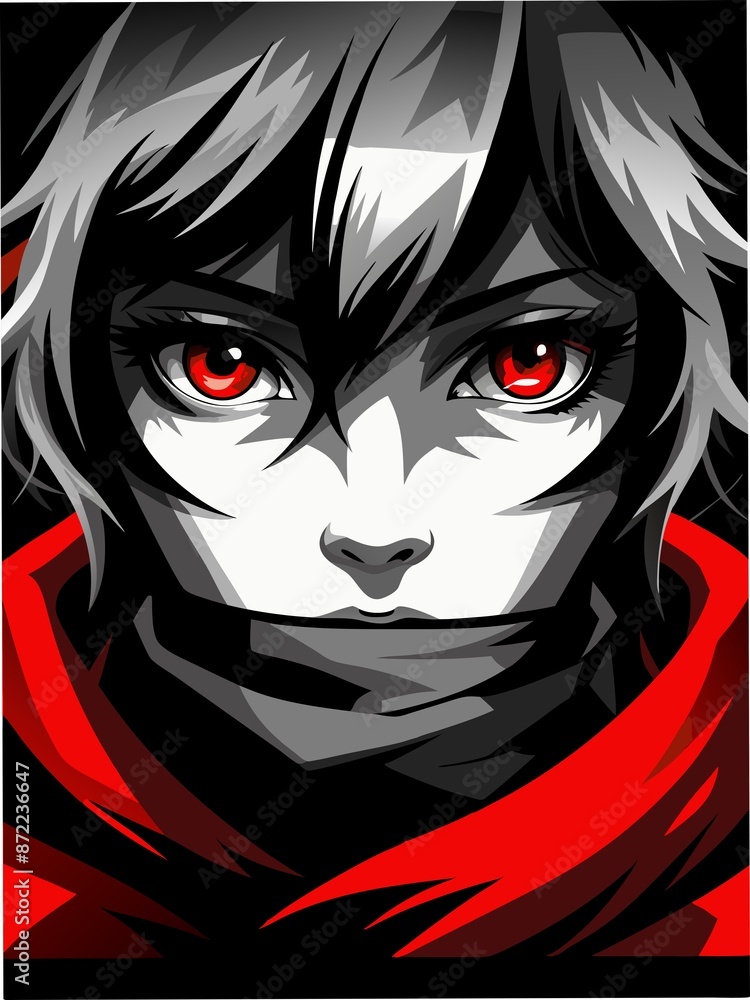 A young man in a strict black and red style, vampirism A young man in a strict black and red style, vampirism