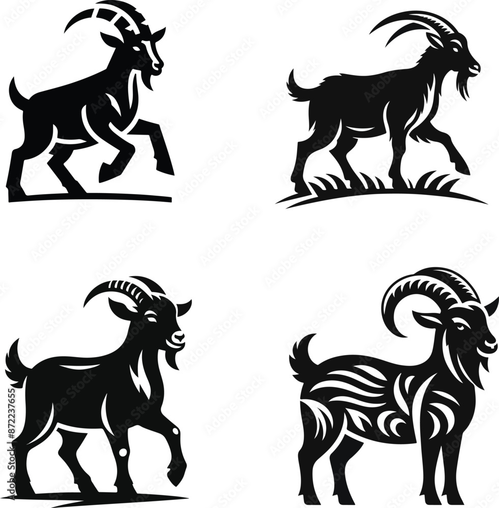 Fototapeta premium Goat silhouette icon symbol logo black design vector illustration