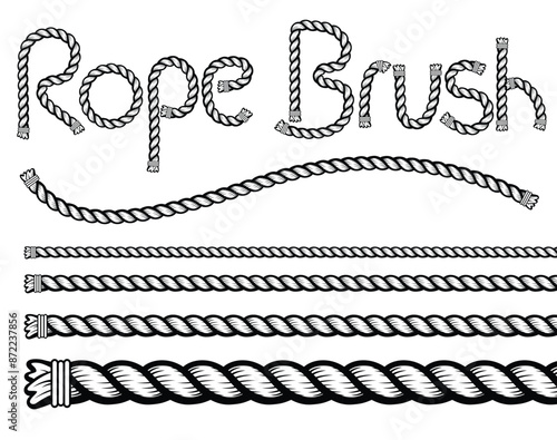 detailed rope pattern brush with neat tied off ends editable scalable element