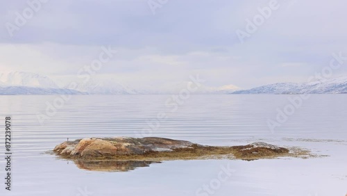Altafjord.  The view from Alta along Altafjord on a winter morning.  The fjord is in Alta Municipality in the Finnmark locality of northern Norway.