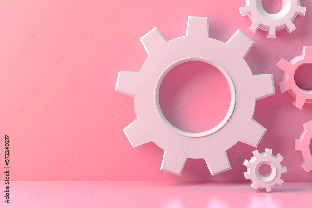 Isolated Setting icon on pink and white background with cog and gear symbols Isolated Setting icon on pink and white background with cog and gear symbols