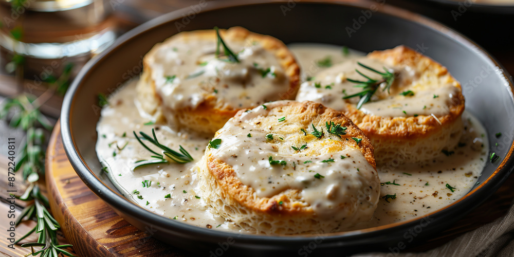Biscuits and Gravy on the table Biscuits and Gravy on the table