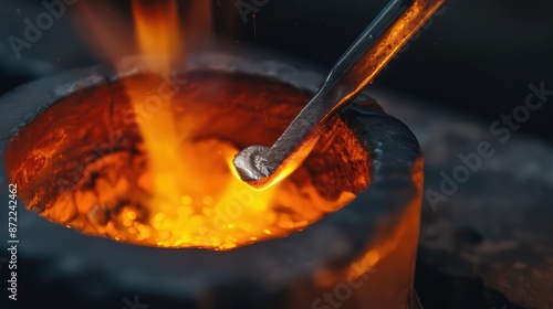 An advanced jewelry workshop employs spectral flames to shape molten gold photo