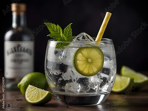 Elegant Blackberry Gin Cocktail with Lime and Rosemary – Premium Crystal Glass Drink