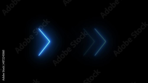 Wallpaper Mural Blue neon single-line directional right arrow animation. signal icon. Retro signboard with glowing neon directional arrow in blue. Torontodigital.ca