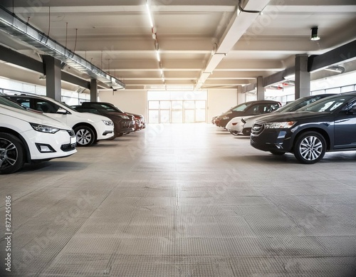 Concrete floor or slab, concept of car sale, auto, automobile, automotive empty space or area in showroom, shop or store. Background © Marisa