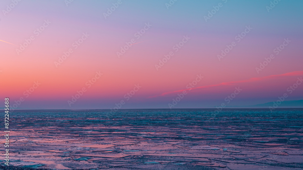 Beautiful winter sunset on Lake Balaton. Beautiful winter sunset on Lake Balaton.